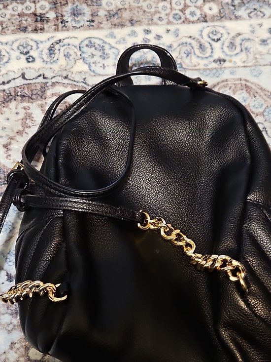 Victoria\'s Secret Black Chevron Quilted Backpack & Wristlet Set 2pc Gold Chain main image 6